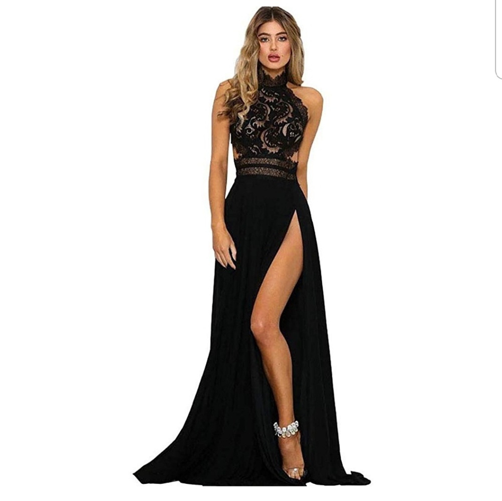 Black open back dress NEW